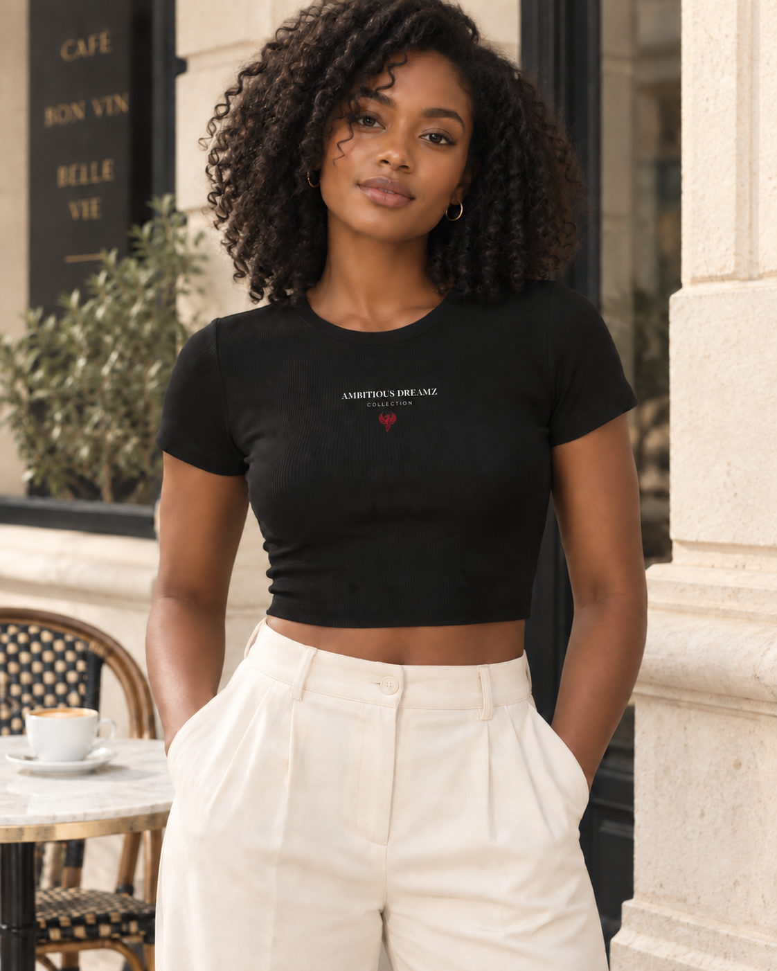 Ambitious Dreamz Signature Baby Tee — Black — lifestyle mockup
