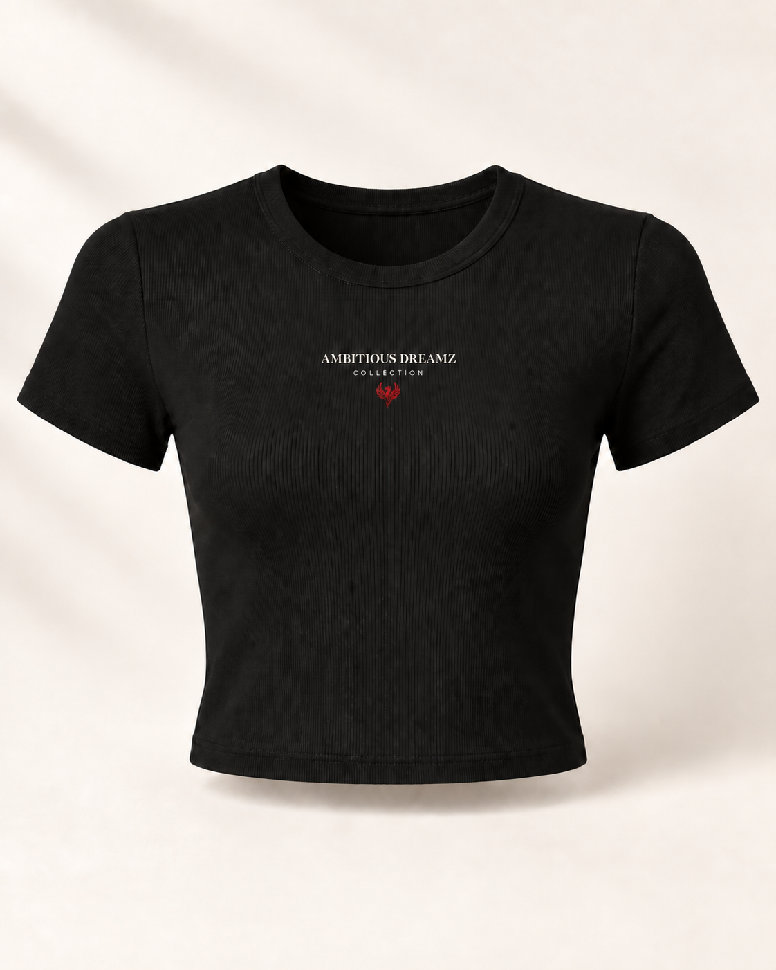 Ambitious Dreamz Signature Baby Tee — Black — studio mockup