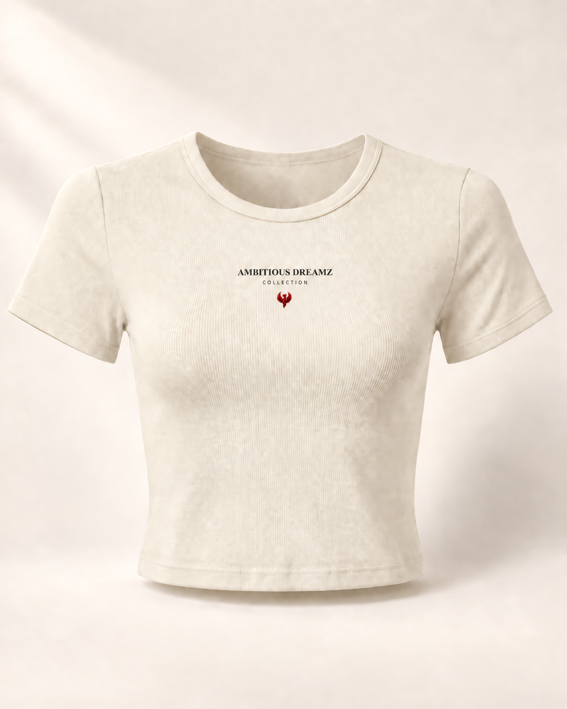 Ambitious Dreamz Signature Baby Tee — Bone — studio mockup