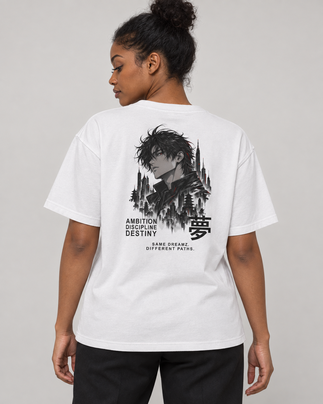 AI model mockup of CY02 Clean Intentions Tee — back