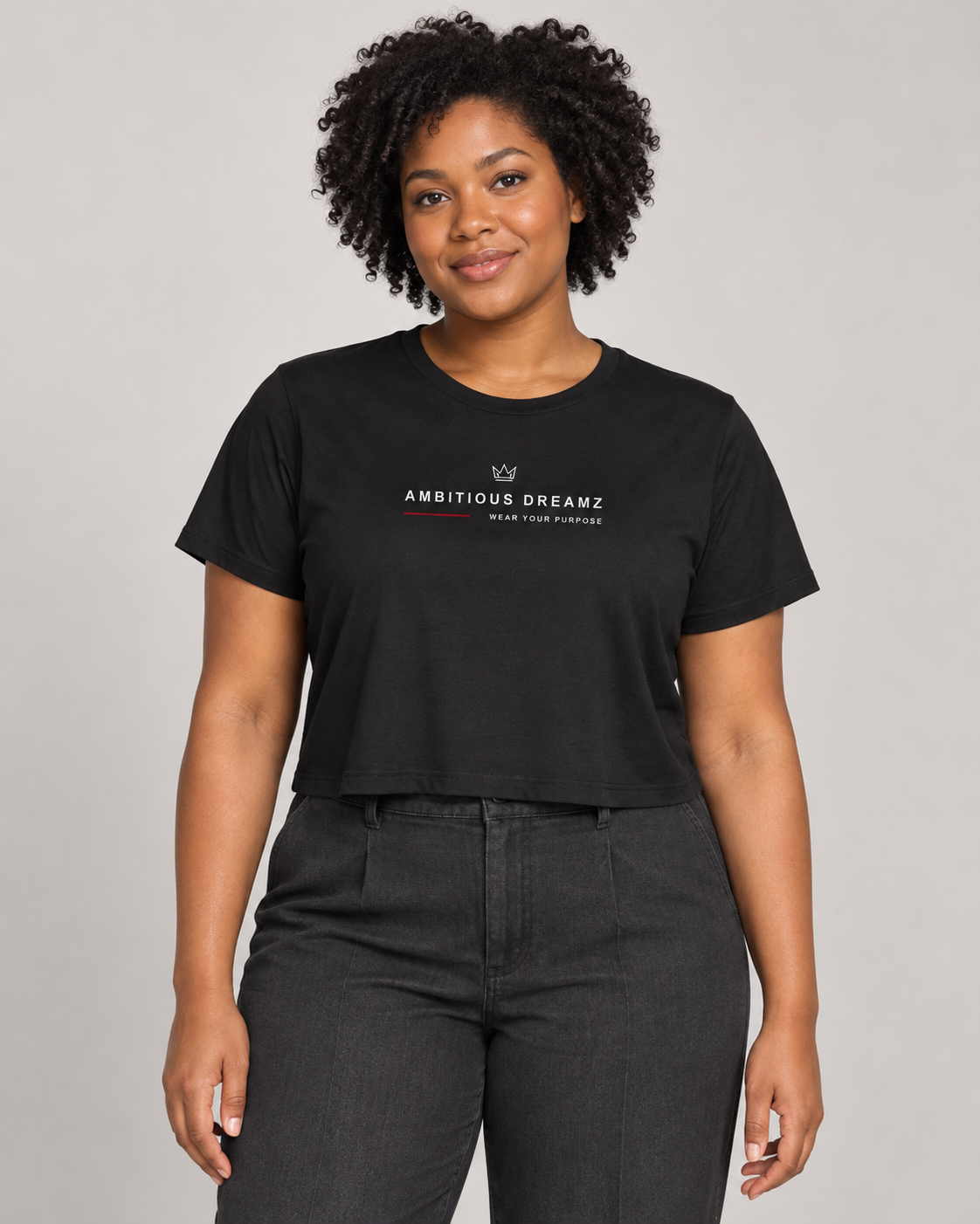 AI model mockup of CY03 Confidence Crop Tee