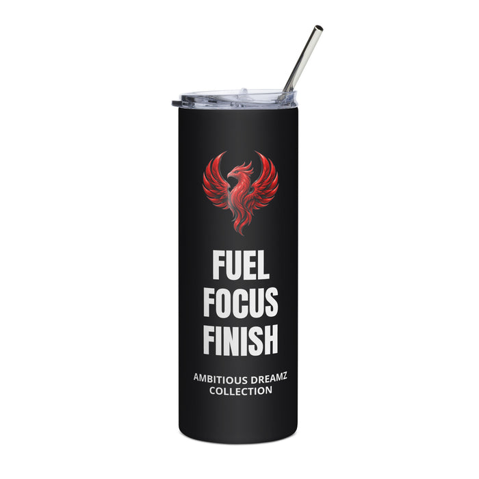 Ambitious Dreamz Black Stainless Steel Tumbler with Lid and Straw - 20 oz